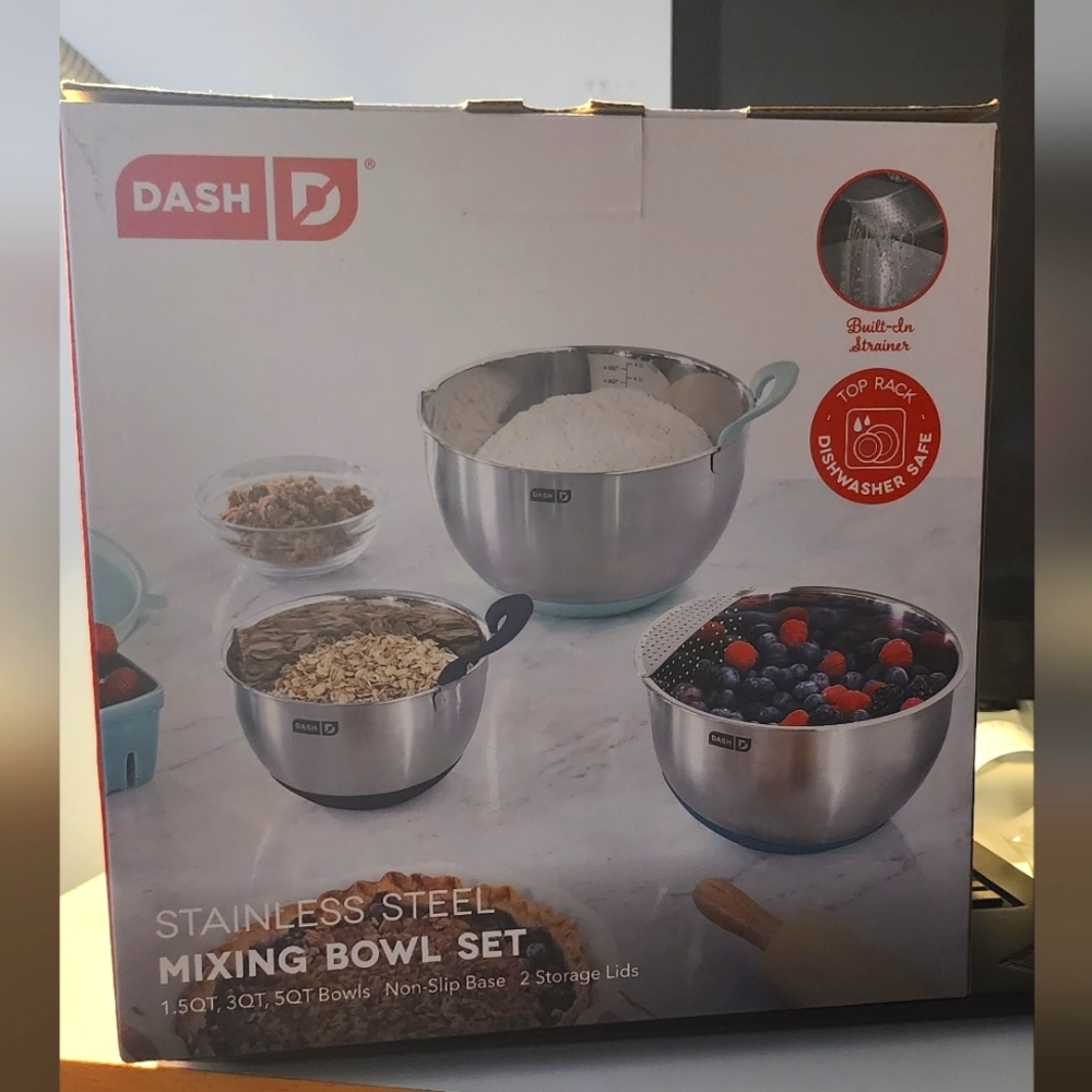 Dash Stainless Steel Mixing Bowl Set NEW